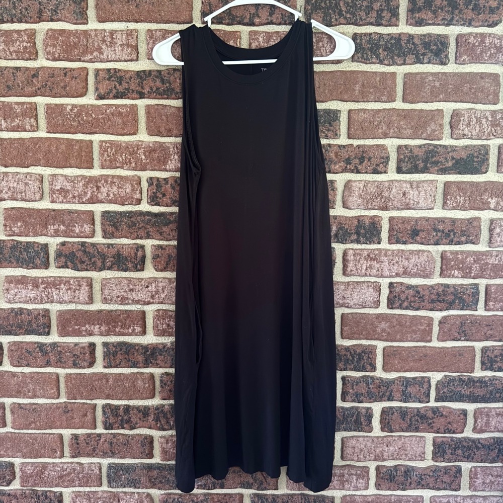 Swing Black Sleeveless Dress Pockets Large 12-14 Capsule Flowy Basic Travel Boat